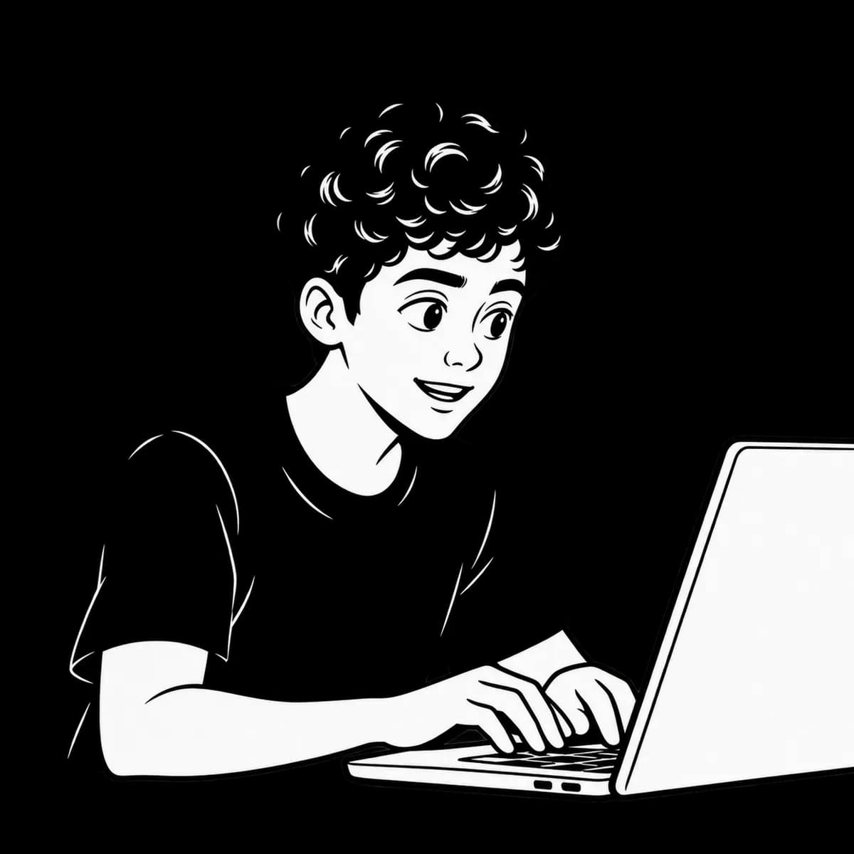 Hassan Aziz typing on a laptop