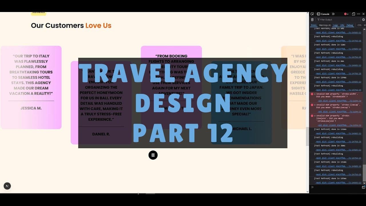 Landing Page Design Tutorial - NextJS & Tailwind (Travel Agency) - Part 12 Thumbnail