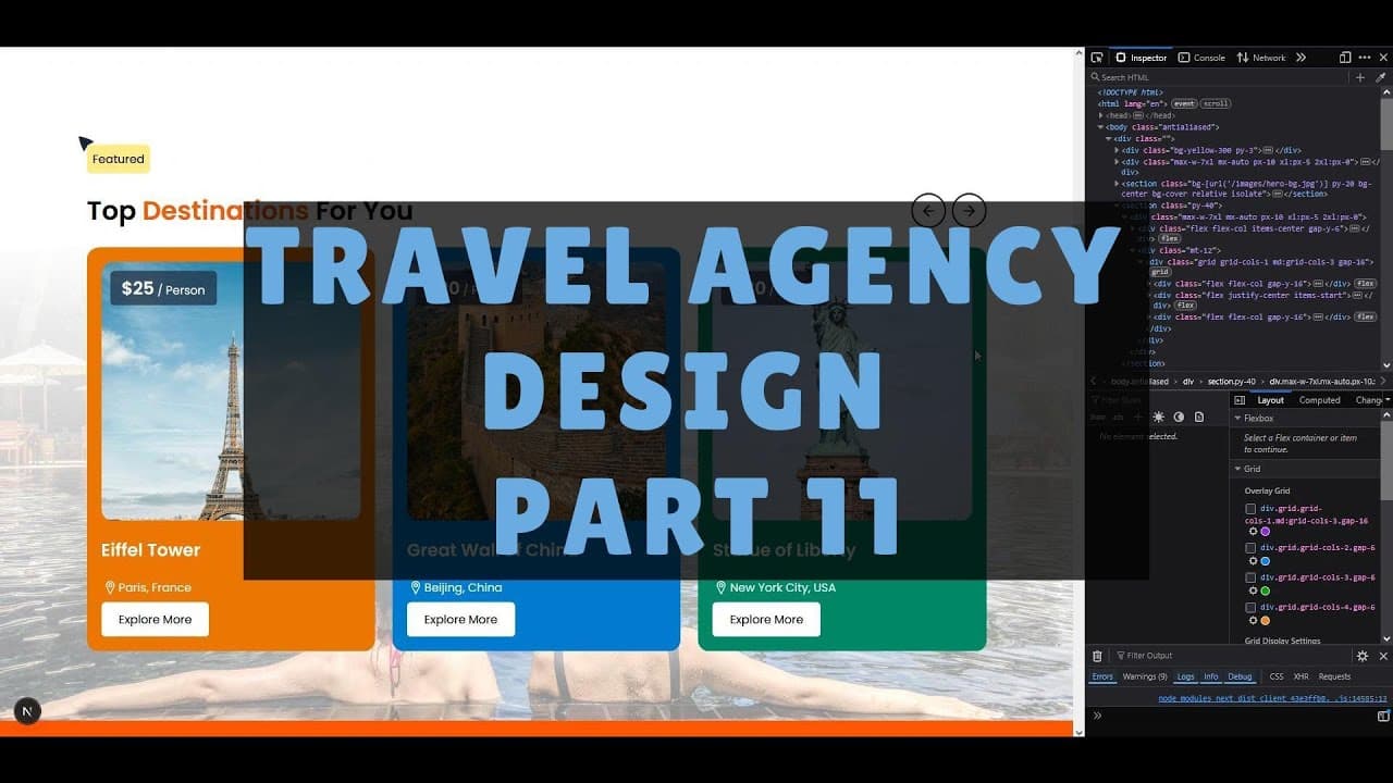 Landing Page Design Tutorial - NextJS & Tailwind (Travel Agency) - Part 11 Thumbnail