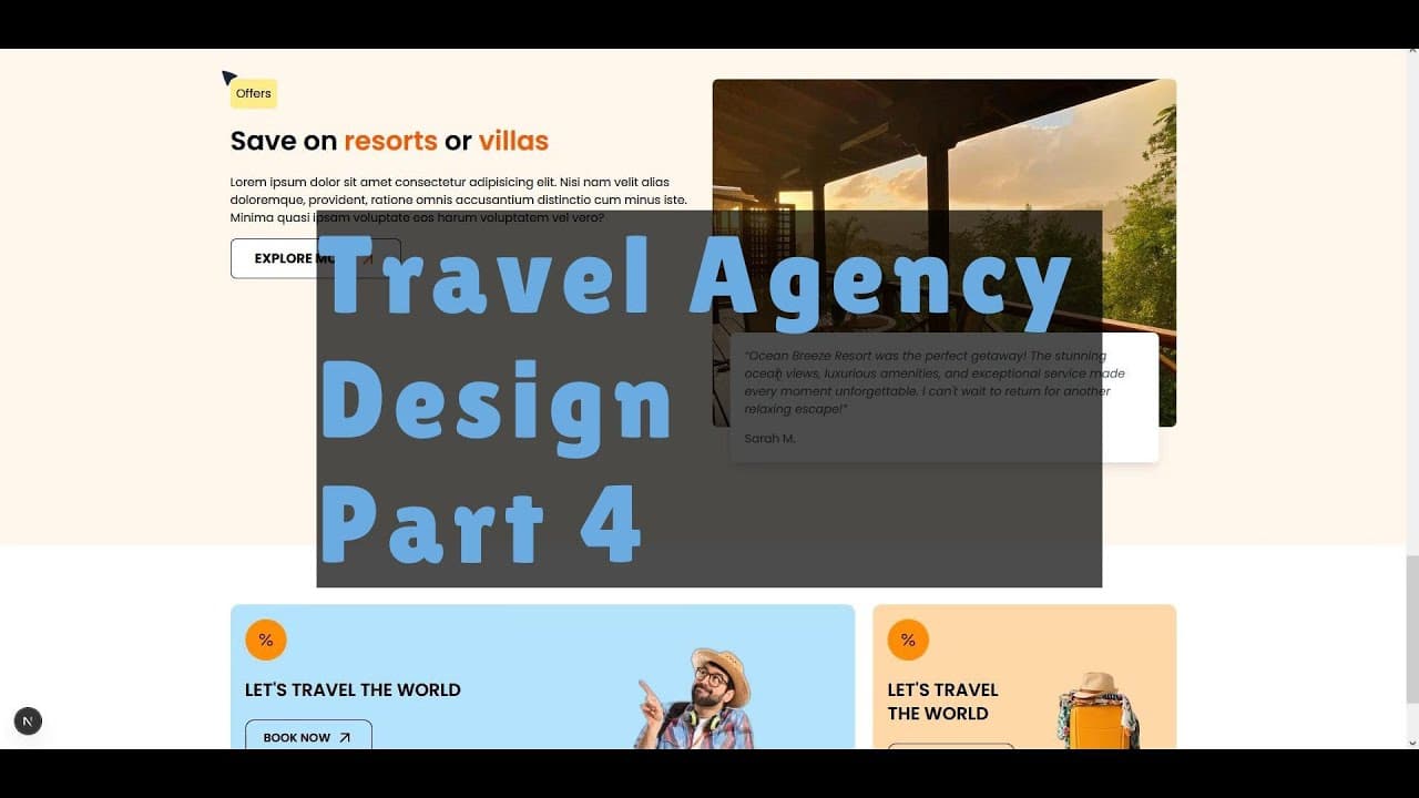 Landing Page Design Tutorial - NextJS & Tailwind (Travel Agency) - Part 4 Thumbnail