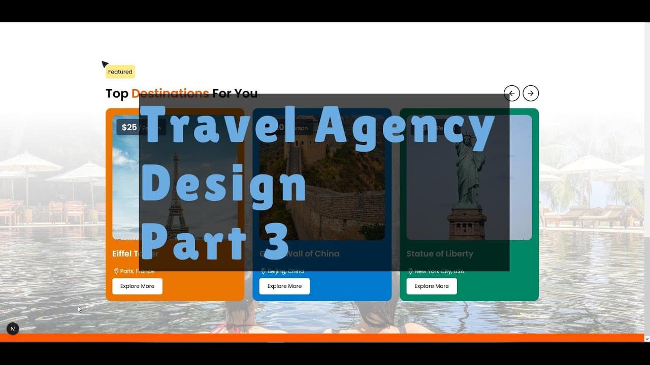 Landing Page Design Tutorial - NextJS & Tailwind (Travel Agency) - Part 3 Thumbnail
