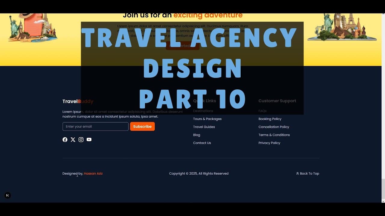 Landing Page Design Tutorial - NextJS & Tailwind (Travel Agency) - Part 10 Thumbnail